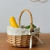 Woven Basket Rattan Storage Basket Flower Girl Hand Basket Handmade Summer Pastoral Style Picnic Basket For Home Wedding Decor 3