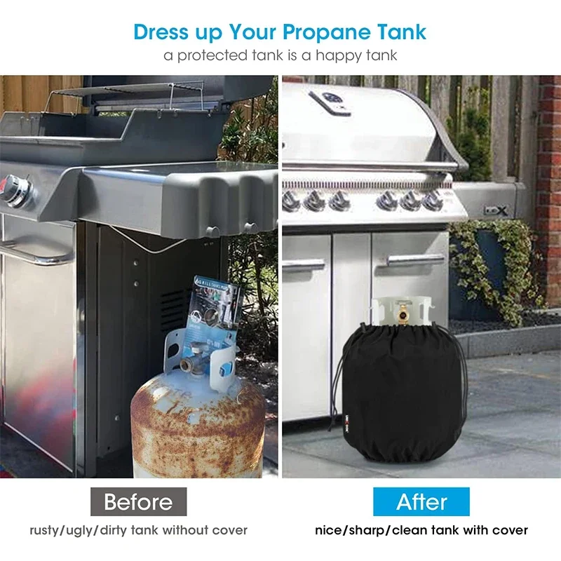 Gas Bottle Cover Waterproof 210D Oxford Fabric Black Foldable Dustproof UV Resistant Windproof for Kitchen & RV Outdoor Cooking chair cover patio furniture cover umbrella cover ibc tank cover bbq grill cover boat cover water tank cover chair dust cover printer cover table tennis cover