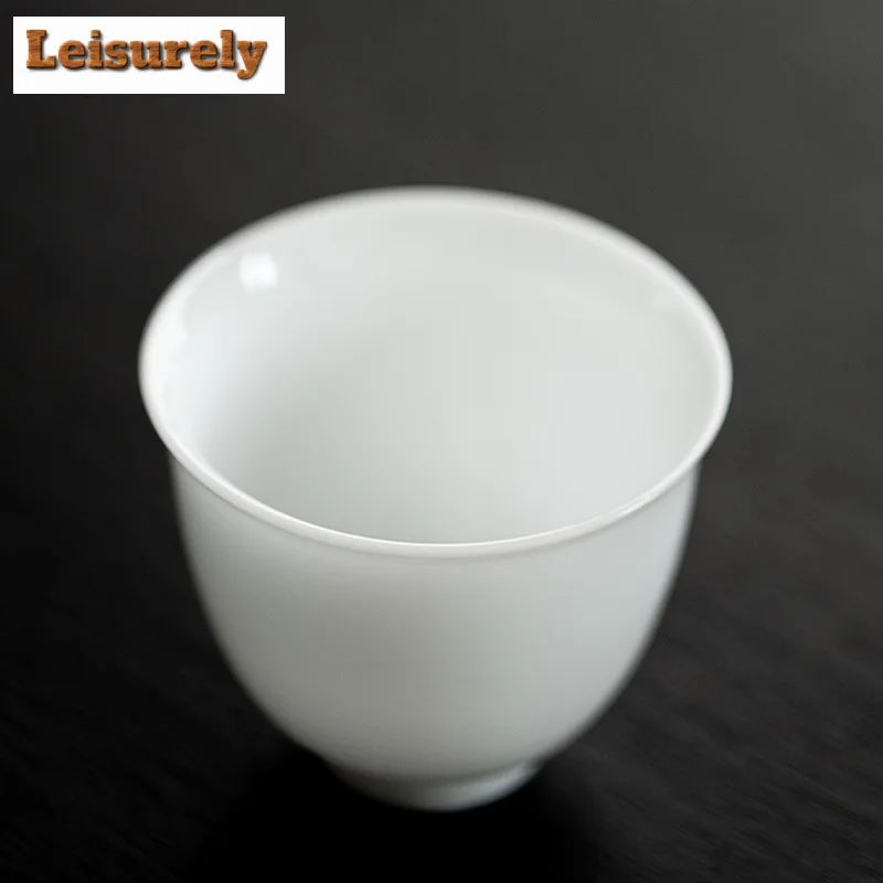 2pc/set Iced Jade Porcelain Bell Cup Chinese White Ceramic Tea Cup Small Master Cup Tasting Tea Mug Appreciate Tea Bowl Teaset