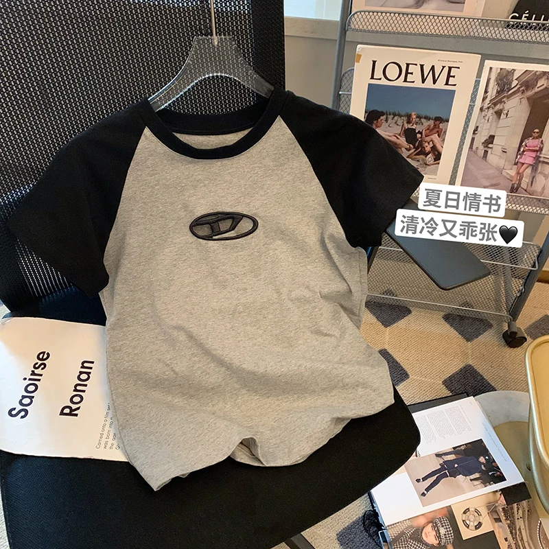 

Summer New Women T-Shirts Personalized Embroidery Short-sleeved T-shirt Female Harajuku Short Top Streetwear Loose Clothes Tops