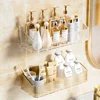 Cosmetics Storage Wall Rack Organizer for Bathroom - No Hole Plastic Corner Shelf Bathroom shelf Acrylic shelves Shower rack 1
