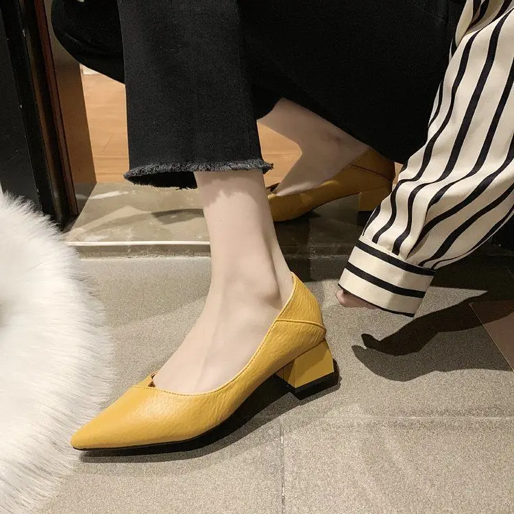 2025 sommer Neue Spitz Mittlere Ferse frauen Einzelnen Schuhe frauen Mode High Heel Flacher Mund frauen Schuhe – Detail 9
