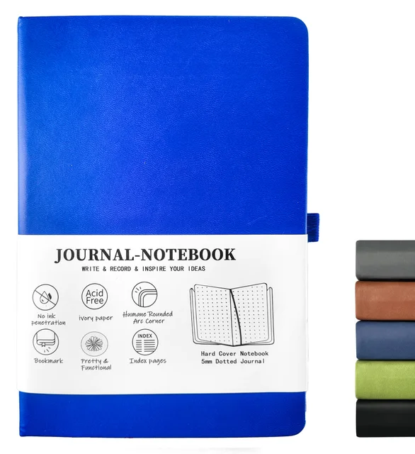 Quaderno Puntinato A5 In Pelle Vegana - 172 Pagine, Carta Spessa 120gsm, 2 Segnalibri, Tasca Posteriore - Viola