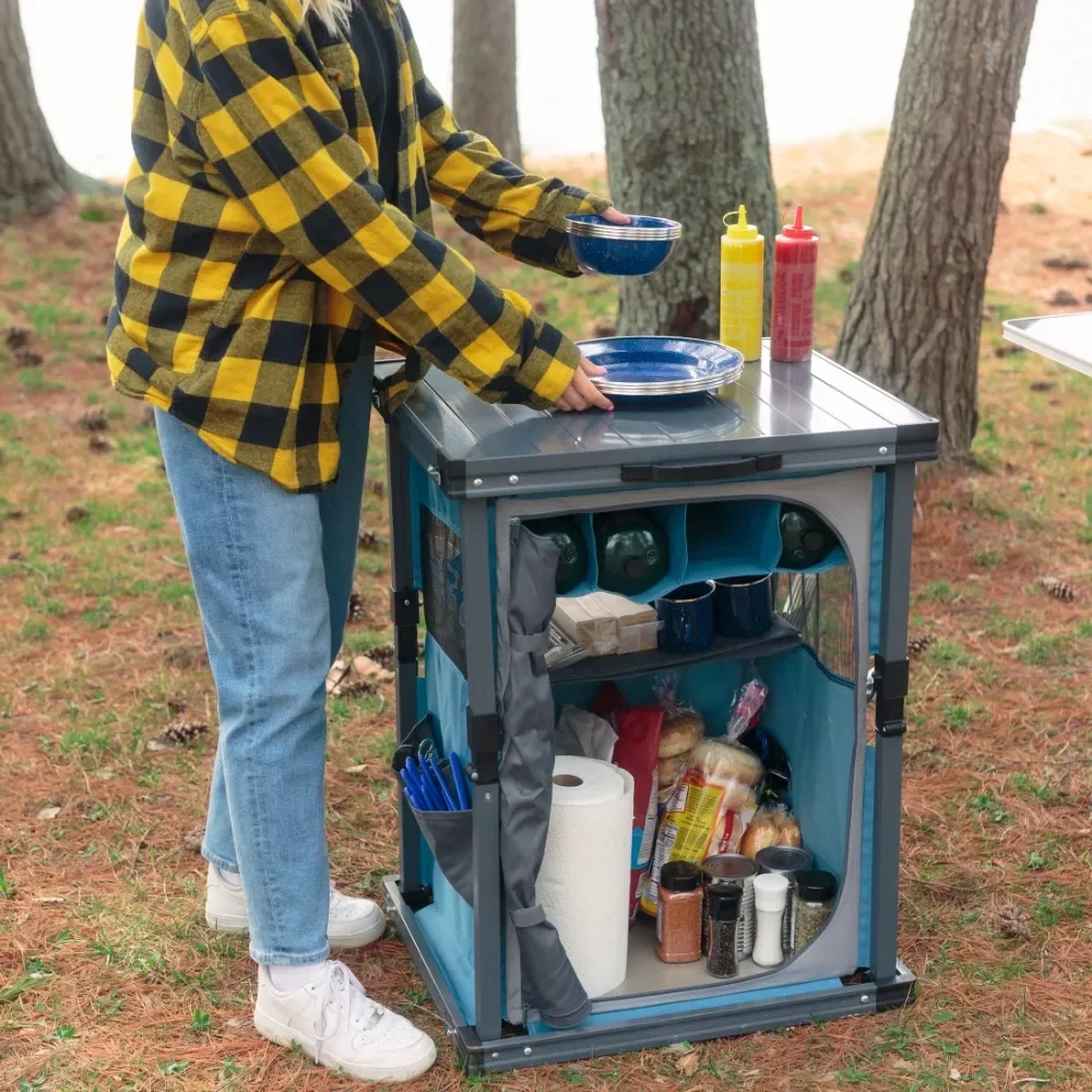 

Robinia Quick Fold Pantry With Table Top 27" X 17" X 28" Desk Blue Picnic Camping Chair Dining Tables Supplies Pliante Outdoor