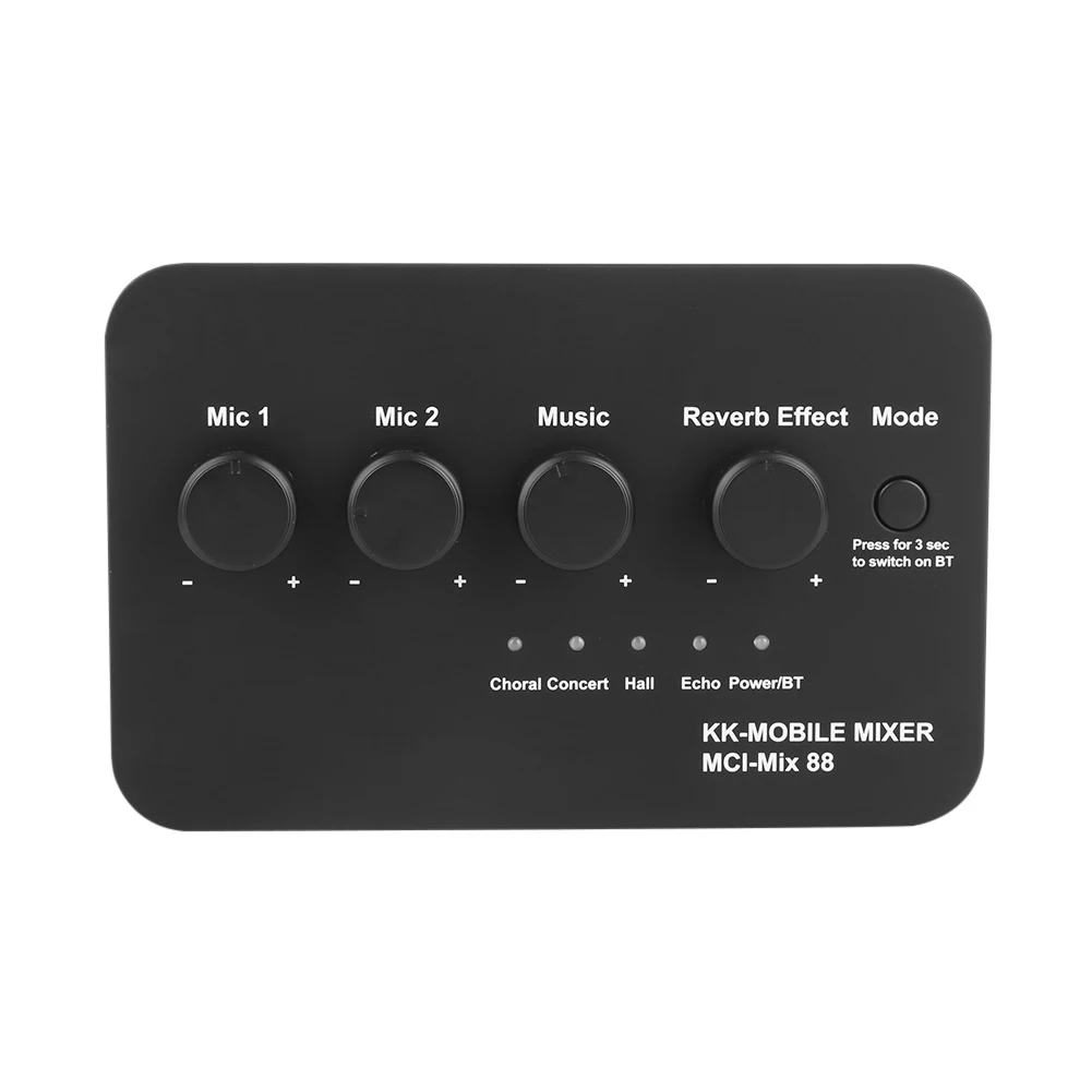 Karaoke Audio Mixer AUX IN/OUT Bluetooth Connection with 2 Mic Inputs Digital Audio Sound Karaoke Machine for TV/PC & Amplifier