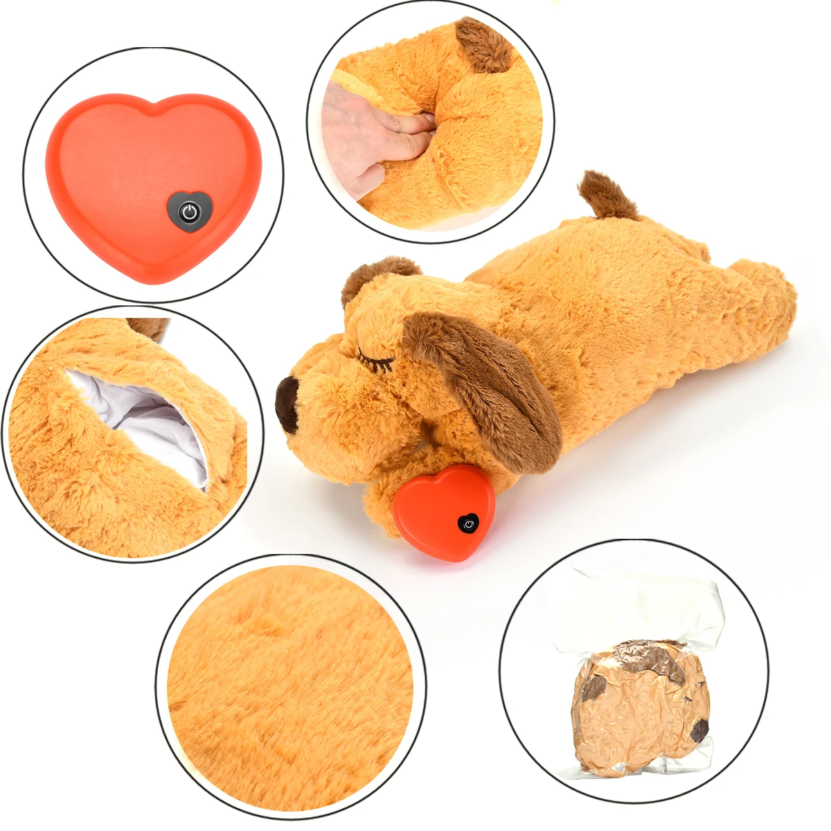 Plush Heartbeat Puppy Behavioral Training Toy Plush Pet Snuggle Anxiety Relief Sleep Aid Doll Durable Dog Chew Toys For Chewers 6