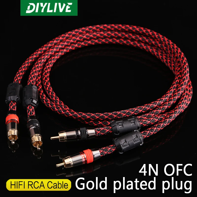 Diylive 1 Paio Di Cavi Audio Rca Da 2 Rca A 2 Rca Cavi Di Interconnessione Hifi Stereo 6N Ofc Maschio A Maschio Per Amplificatore Dac Tv Car Audio