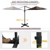 Offset Patio Umbrella with Base, Hanging Aluminum and Steel Cantilever Umbrella with 360° Rotation, Easy Tilt, 3