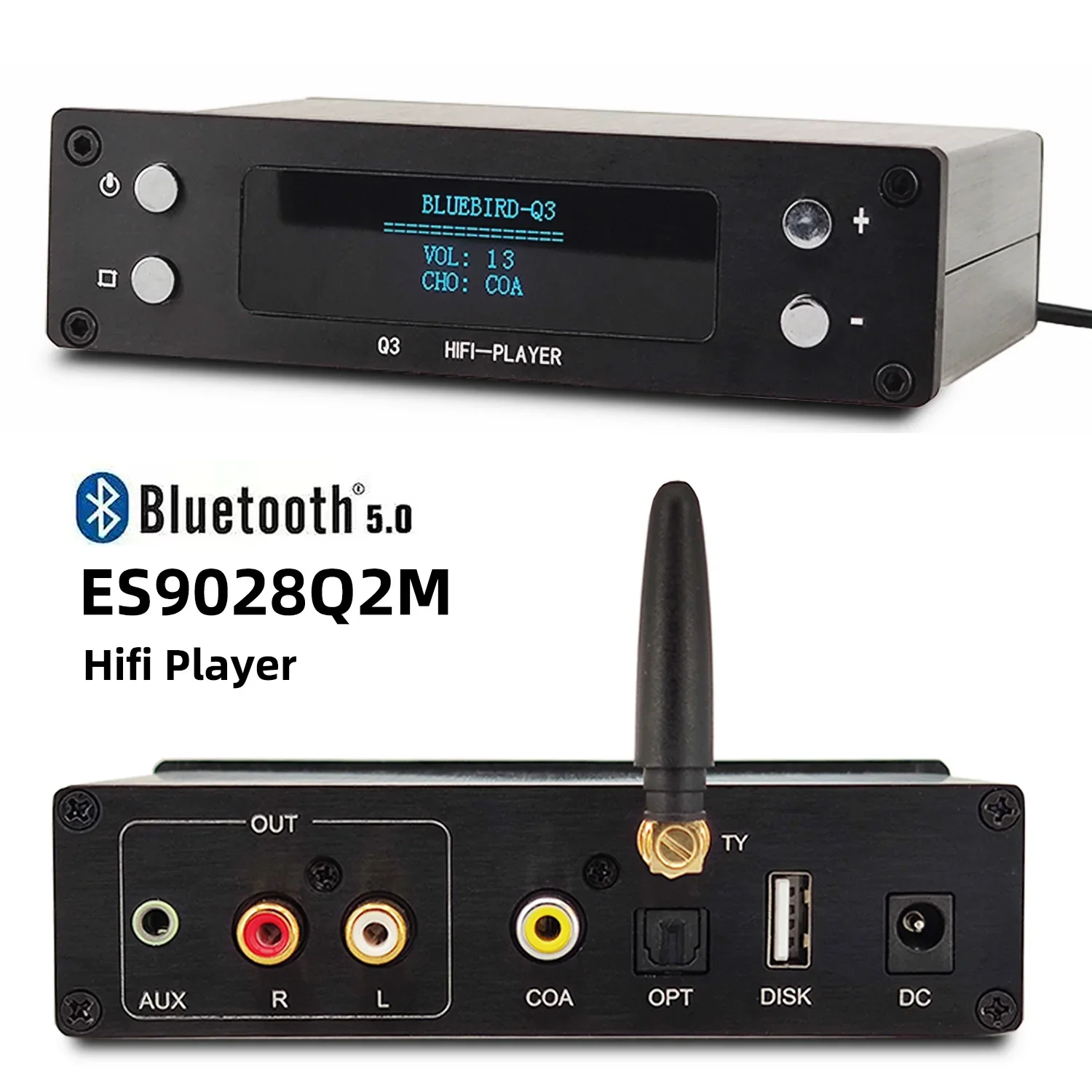Digital Audio Player ES9028Q2M Digital Audio Player 24BIT 192KHz Lossless Decoding Bluetooth 5.0