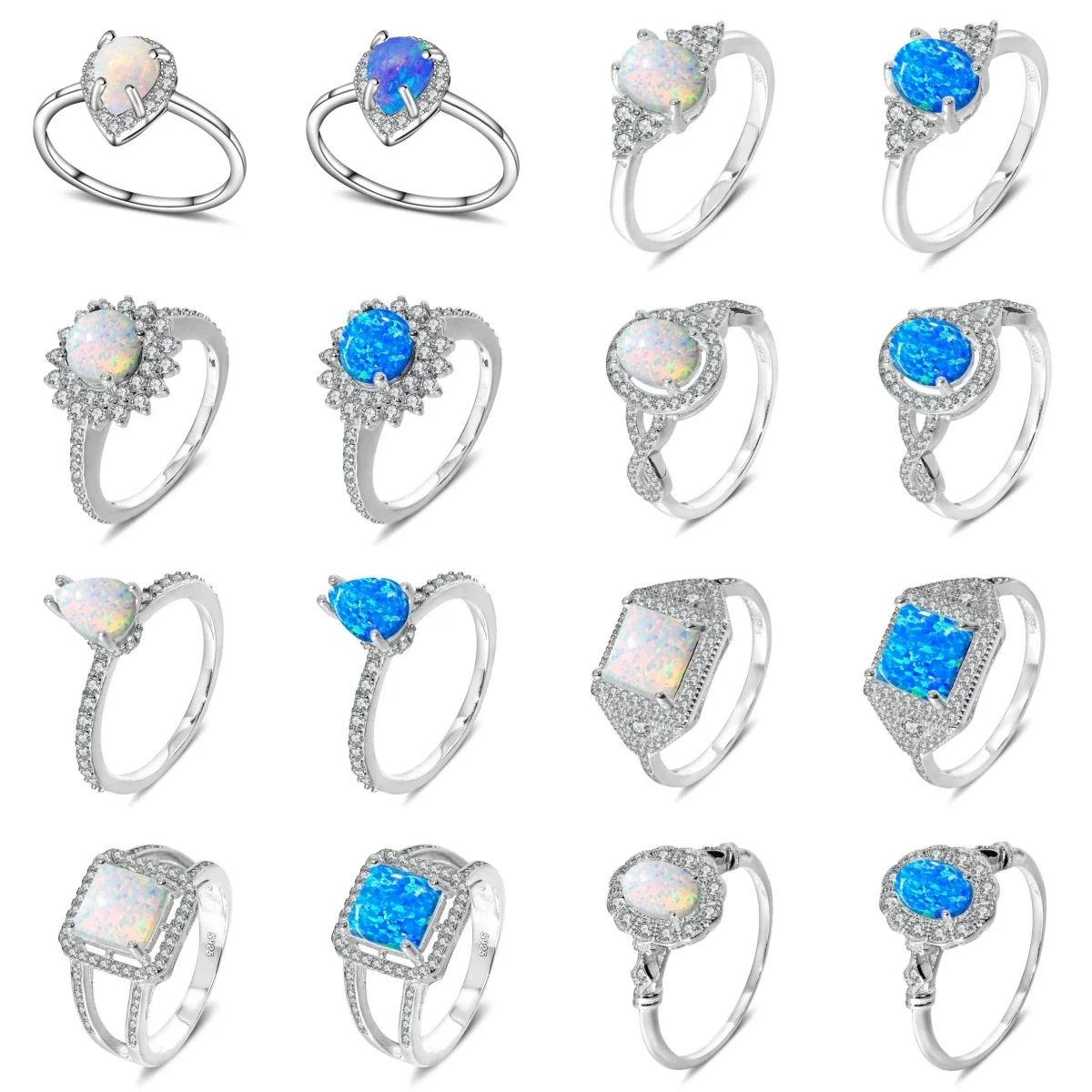 

2023 New Sterling 925 Silver Various Opal Rings Women's Fashion Advanced Sense Ring