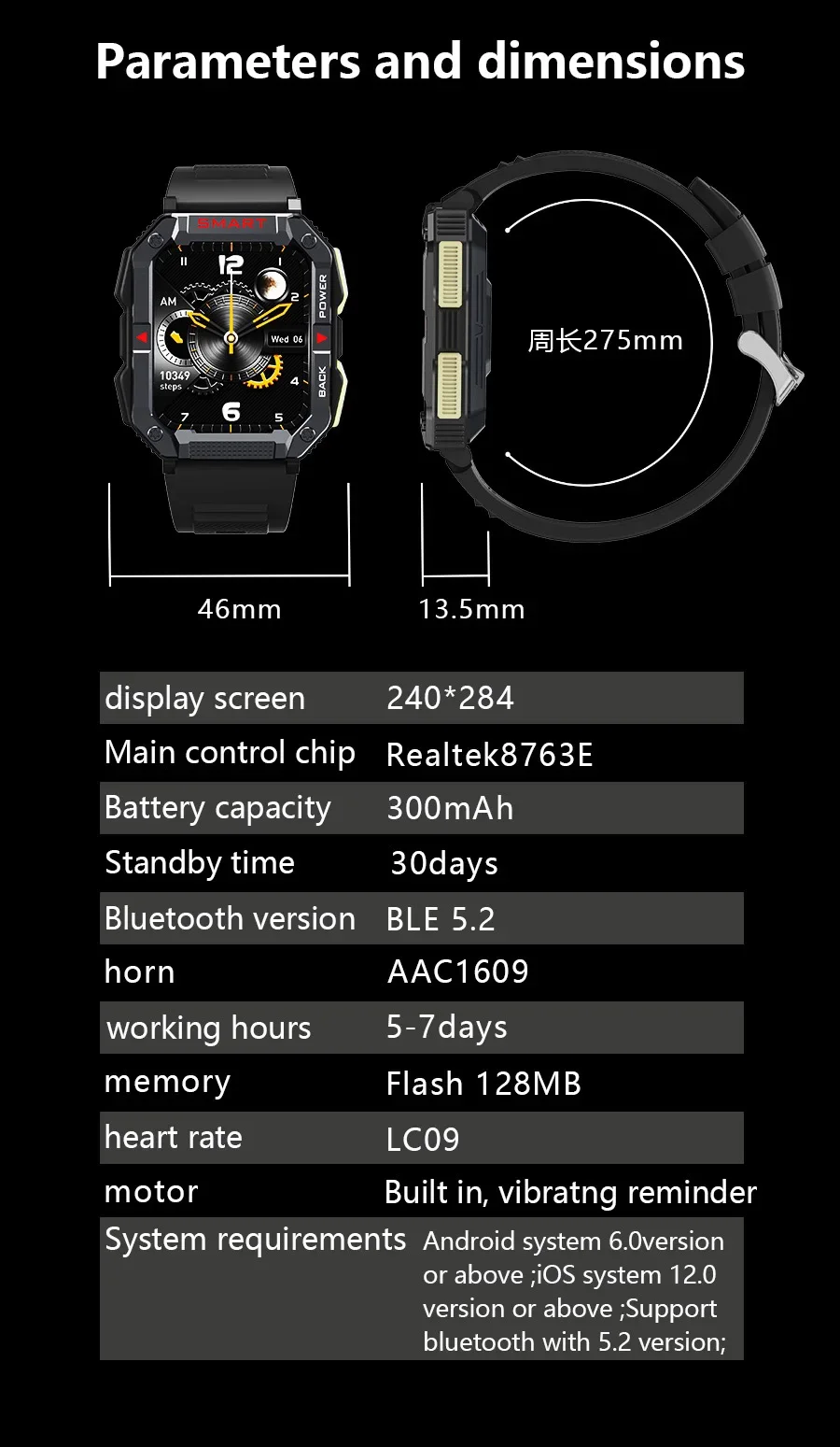 for Samsung Galaxy A14 A15 A25 A54 A34 Smart Watch Bluetooth Call 1.83inch screen long standby three-proof outdoor sports watch 4