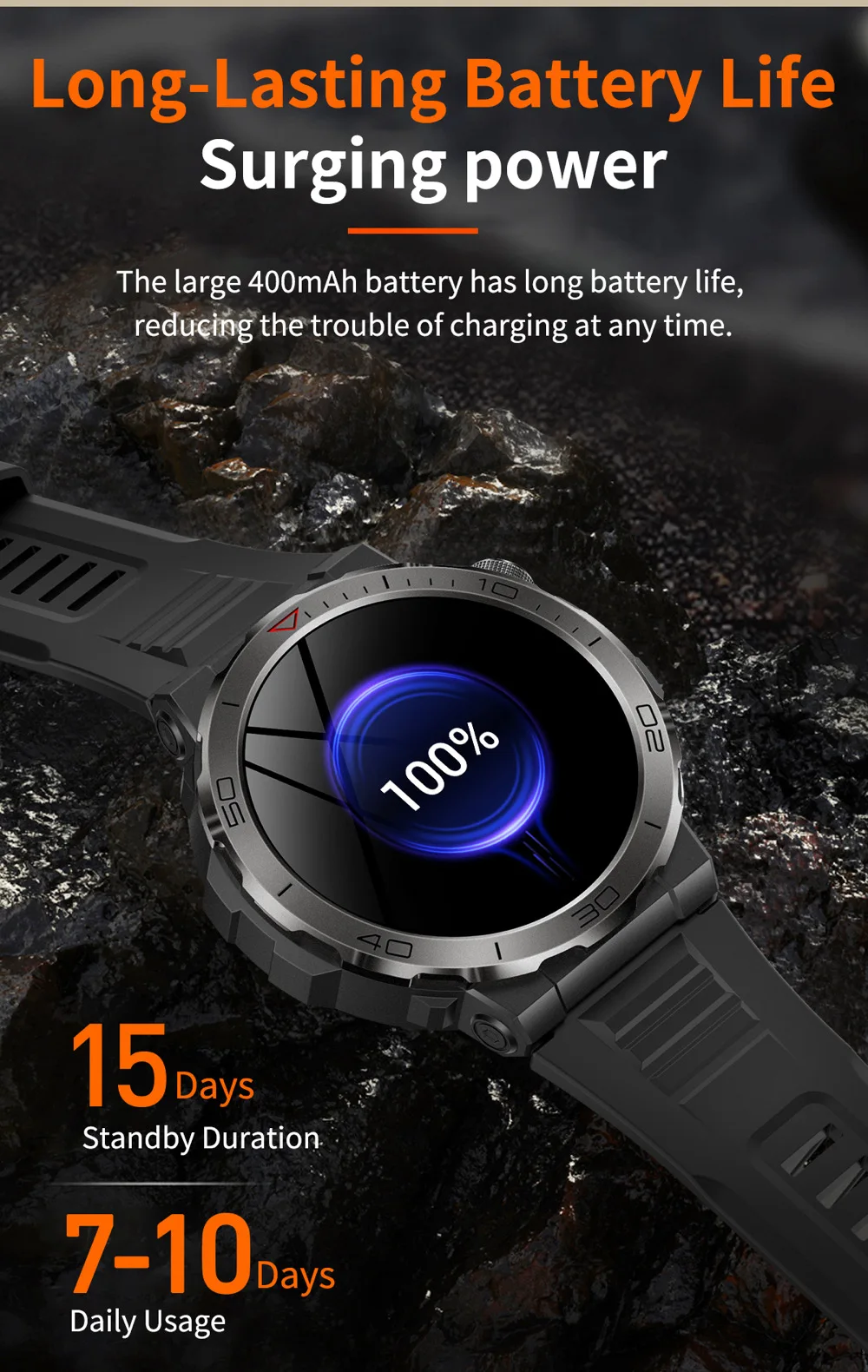 Reloj inteligente deportivo con GPS y pantalla AMOLED, pulsera con brújula, IP68, resistente al agua, Bluetooth, llamadas, monitorización de la salud, para hombre, para actividades al aire libre_voghion.com