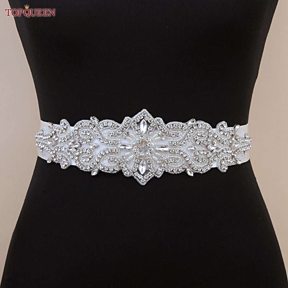 TOPQUEEN S102 Simple Wedding Belts Silver Rhinestones Beaded Sash  Bridesmaid Bride Dress Decoration Women'S Accessories Applique - AliExpress