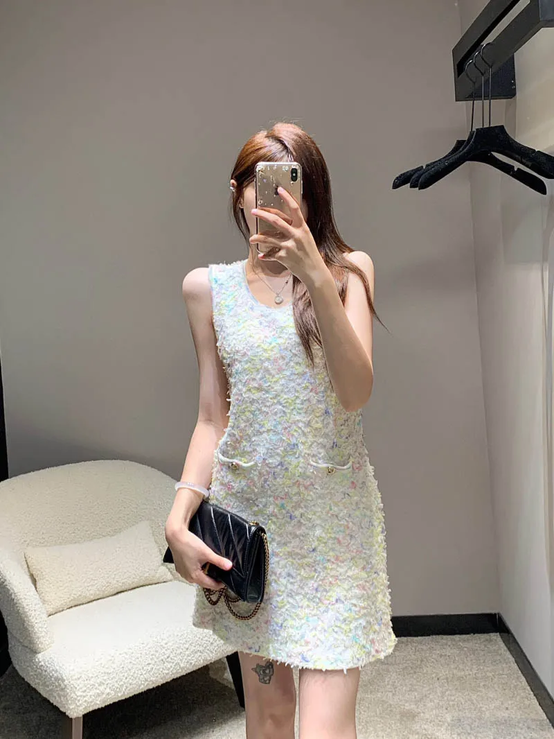 

Girls Style Tank Top Dress Colorful Light Spin Knitted Sling Dress Sweet and Cute Age Reducing Fashion Versatile Short Skirt