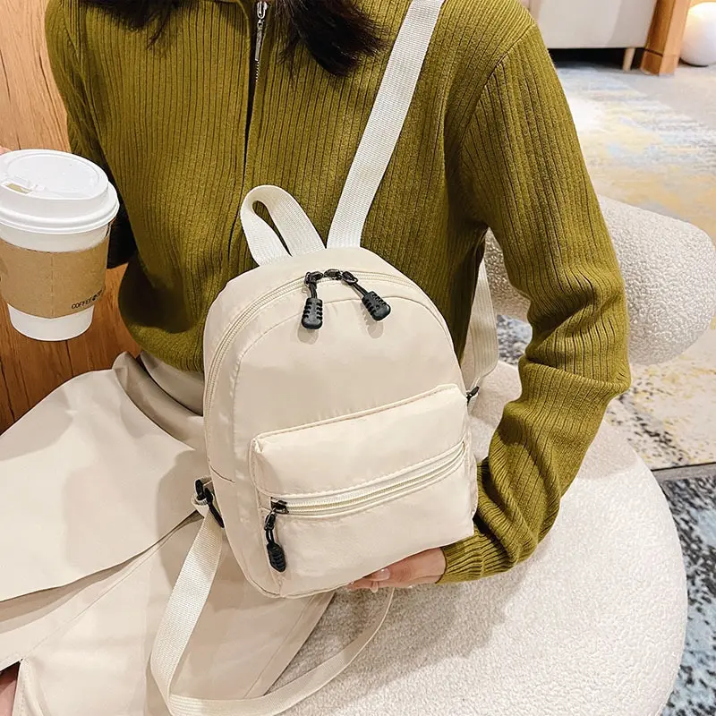 

Mini Womens Backpacks Trend Nylon Female Bag Small School Bags White Rucksack For Teen Girls Fashion Casual Backpack