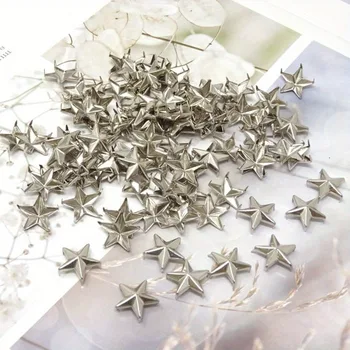 100pcs DIY Rivets and Five-pointed Star Claw Nails Silver Gold Gun Black Clothing Accessories Mobile Phone Case Material Bag