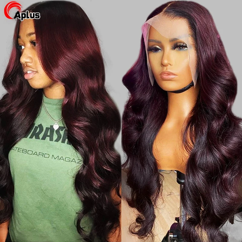 Lace Front Wigs 1B 99j Burgundy Human Hair Body Wave Lace Frontal Wigs Honey Blonde HD Front Wigs Brazilian Colored Dark Red