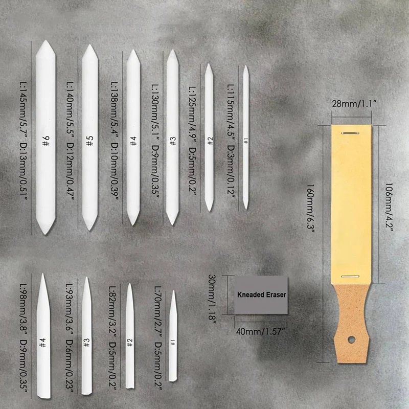 40 PCS Blending Stumps And Tortillions Set Blending Tools,Kneaded Eraser And Sandpaper Blocks