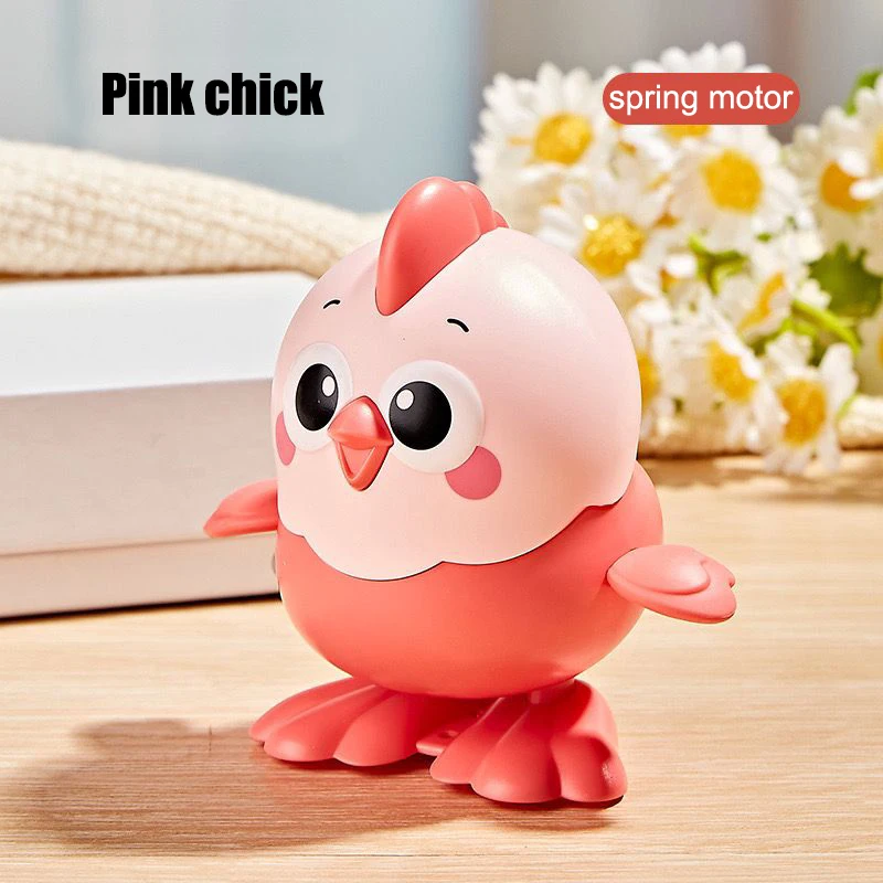 Cock with Spring; Toy Chicken, Runs and Jumps; Fun Wind-Up Animal; Baby-Soothing Toy