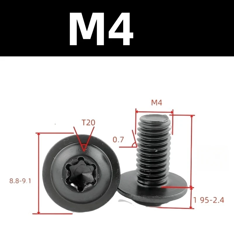 304 Edelstahl Silber/Schwarz Torx-Schraube M4 M5 M6 M8 Torx-Unterlegscheibenkopfschraube für Motorrad Roller ATV Moped Kunststoffabdeckung – Detail 4