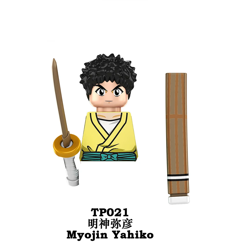 Anime Series Rurouni Kenshin Action Figure Doll Kamiya Kaoru Myoujin Yahiko Assembling Building Block Doll Desktop Ornaments Toy
