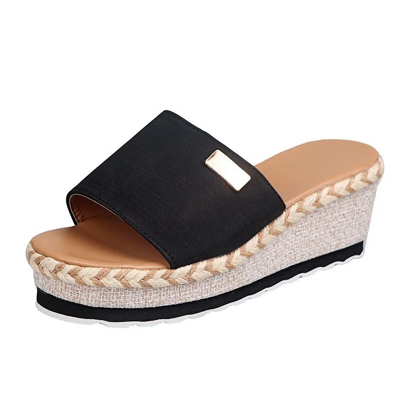 2022 New Women's Slippers Sandals Summer Casual Simple Pantshoes Straw Ladies Fashion Stree Party Thick Bottom Shoes |