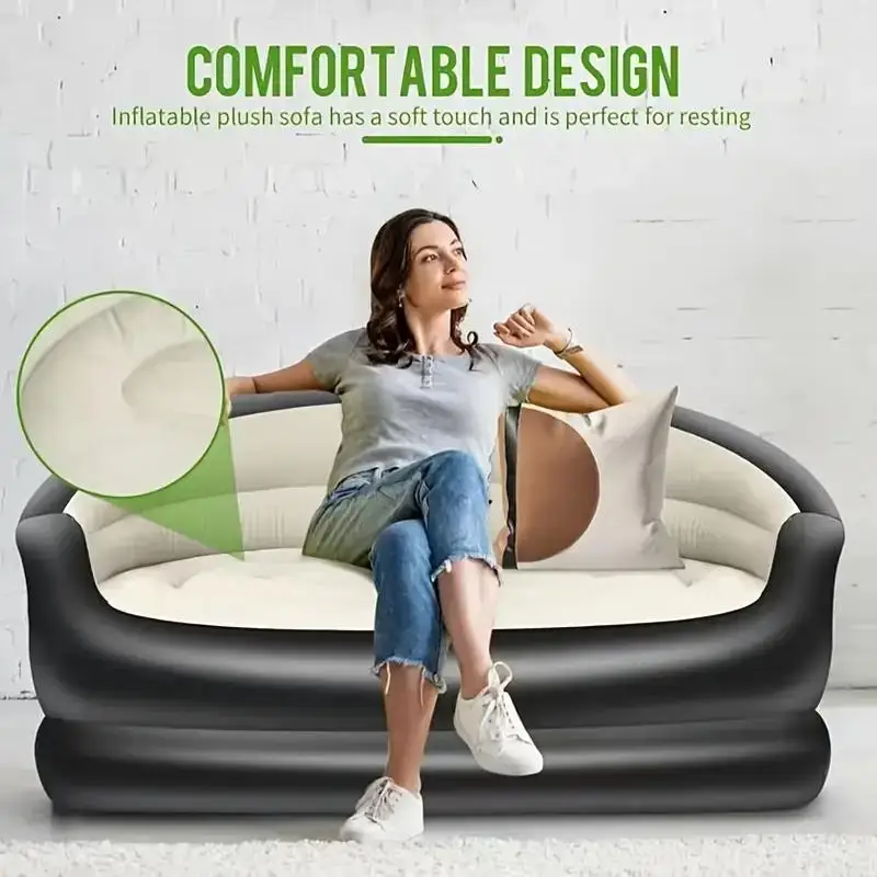 Lit gonflable portatif extérieur, canapé Double de détente, inclinable gonflable de Camping pliant, canapé gonflable extérieur floqué