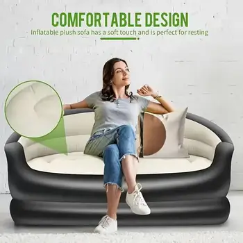 Letto gonfiabile portatile da esterno, divano doppio lounge, poltrona reclinabile gonfiabile da campeggio pieghevole, divano gonfiabile da esterno floccato