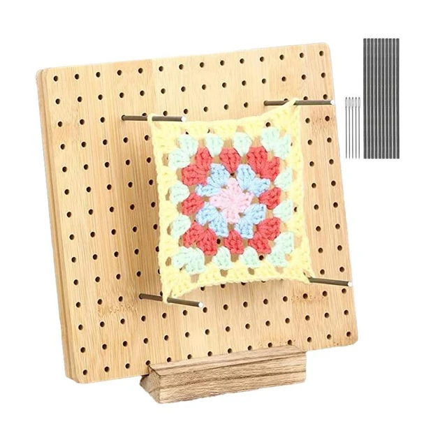 Crochet Blocking Board, 13 Inches Bamboo Blocking Board for Knitting  Crochet and Granny Squares, Handcrafted Knitting with 20 Pcs Stainless  Steel Pins