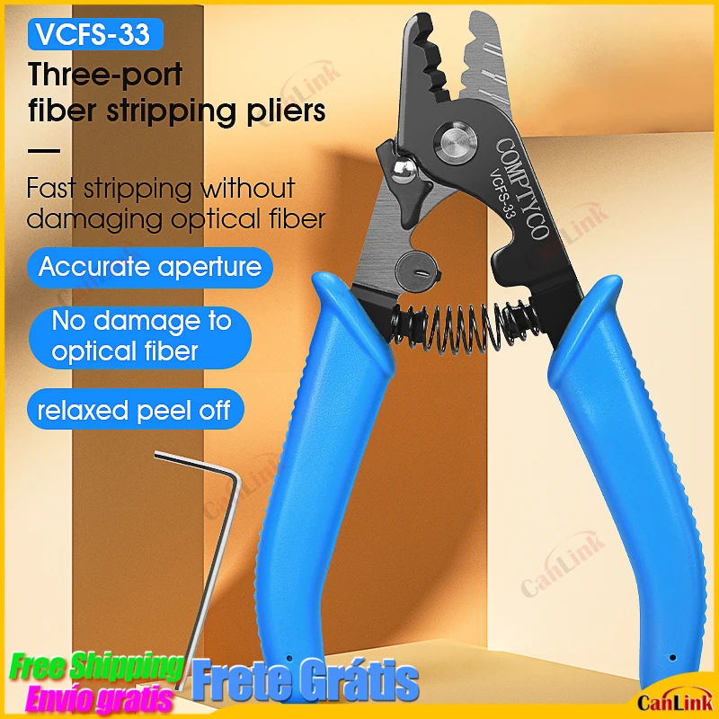 

Authentic COMPTYCO VCFS-33 Three-port Fiber Stripping Pliers FTTH Tools Fiber Optical Wire Stripper