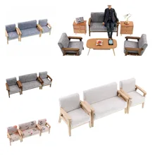  1:12 Dollhouse Miniature Furniture Wood  Modern Parlor Set-3pcs Sofa Chair Doll decoration OB11 Toy 