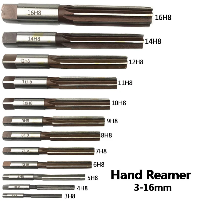 316mm HSS Hand Reamer Set Precision H8 9SiCr Straightshank Chucking