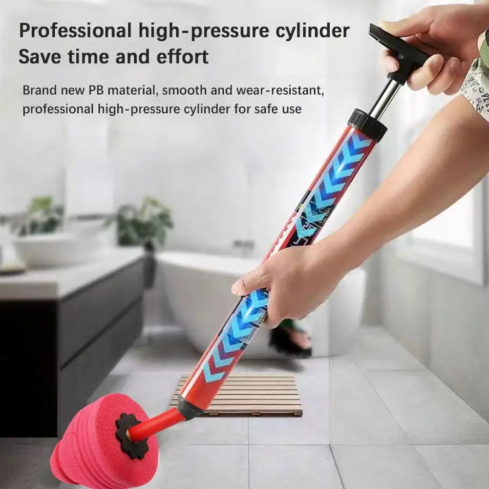 High Pressure Toilet Unblock One Shot Toilet Pipe Plunger Quickly Unblock Household Toilet Sewer Dredging Plunger 1/2Pcs 5