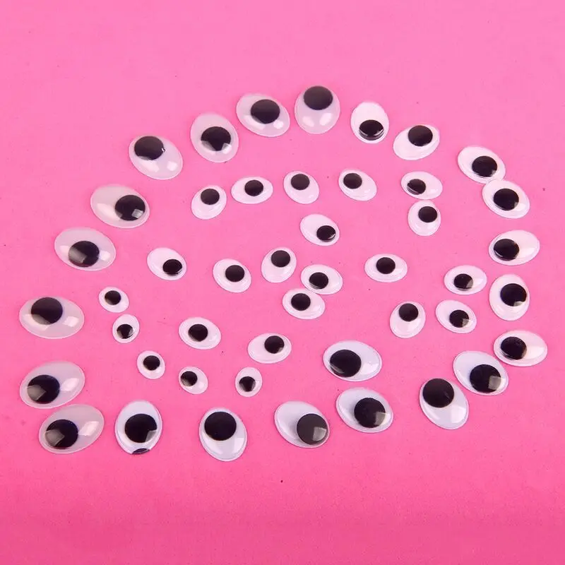 100PCS 8x10mm oval black wiggle eyes stickers Toll eyeball Doll eyes Crafts material Kindergarten handwork accessories OEM