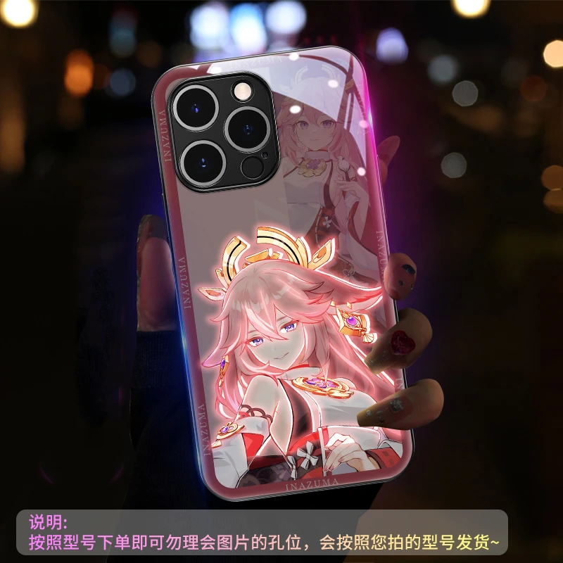 

2023 Japan Anime YuanShen Game Call Light Glowing Led Light Up Phone Case Shell Cover For Huawei Nova 7 8 9 10 Se Pro