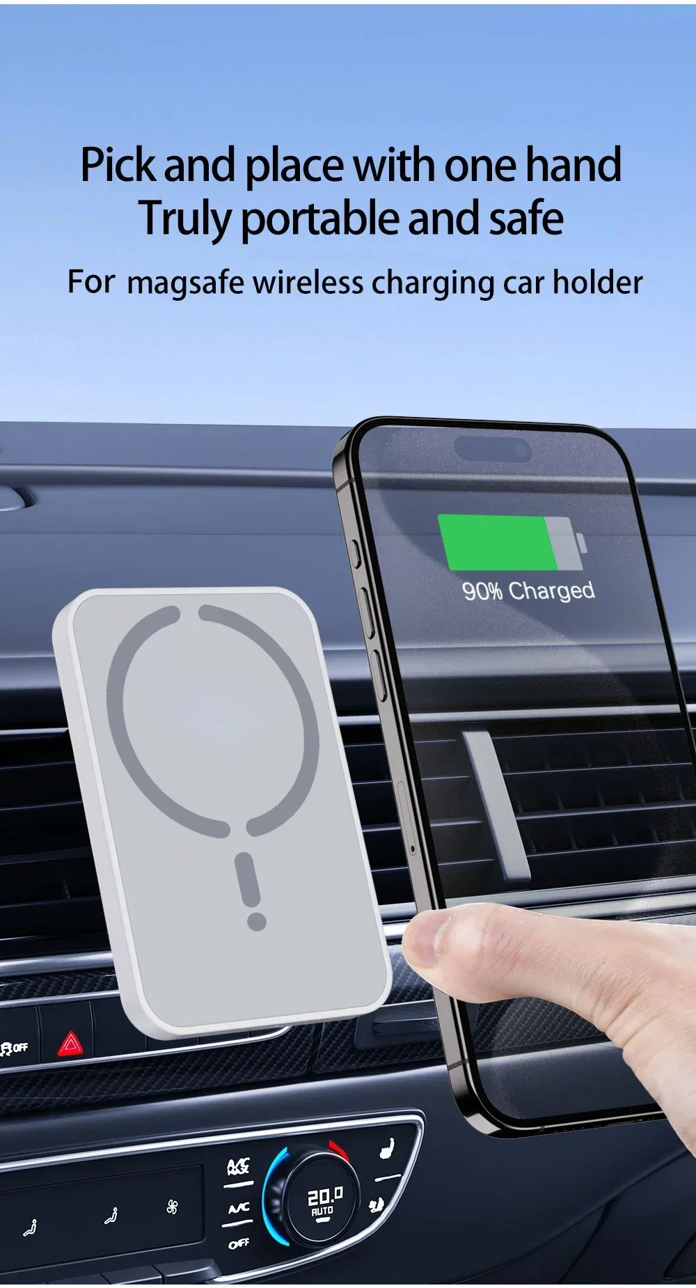 30W Magnetic Car Wireless Charger Sucker For Magsafe iPhone 12 13 14 15 16 Pro Max Air Vent Phone Holder Stand Fast Car Charging