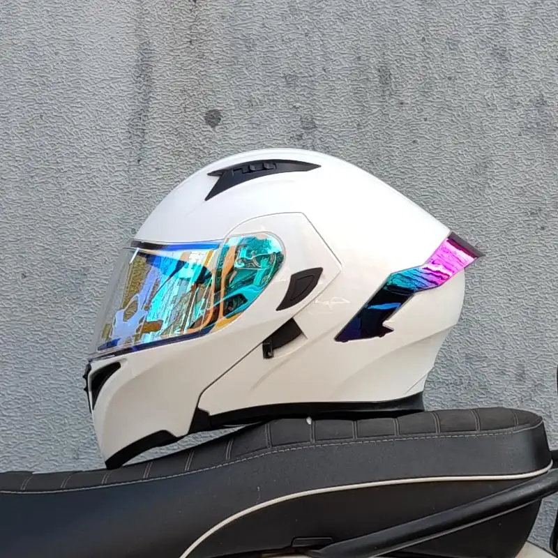 thumbnail image 1 of Casco de motocicleta ORZ, unisex, modular, abatible, de cara completa, para carreras, con viseras dobles, aprobado por DOT, 1 of 5