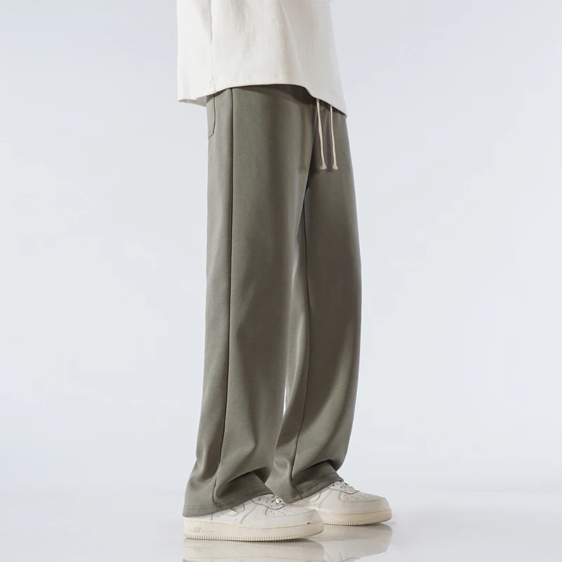 sport jogging trousers wide leg pants fashion pants fashionable wide leg pants men casual pants 65% cotton fabric men's casual pants wide leg straight loose for outdoor