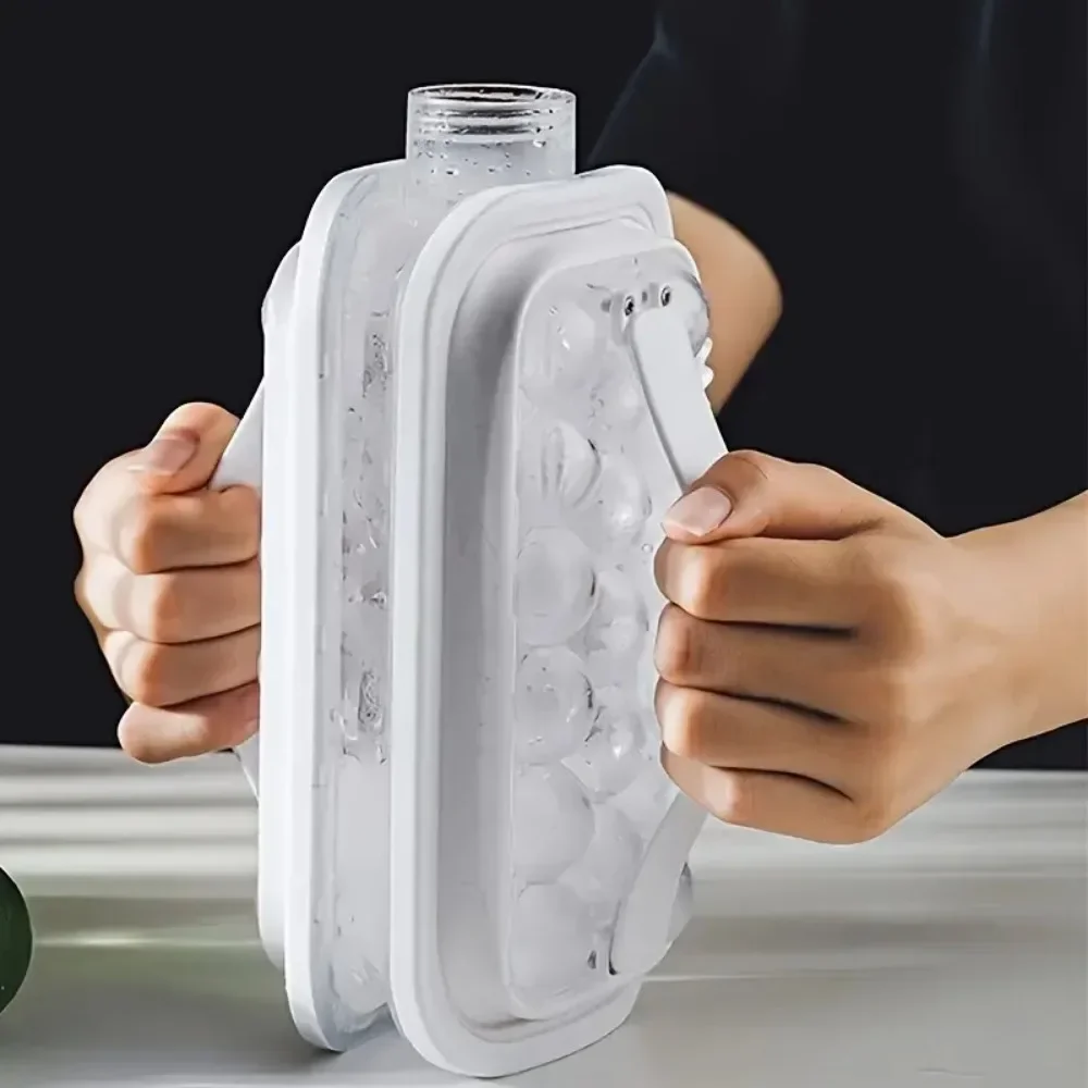 Description Picture 4 of itemPortable 2-in-1 Folding Ice Maker Water Bottle Creative Ice Cube Mold Kitchen Bar Gadgets Ice Hockey Lattice Making Tool Kettle