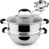 Stainless Steel Steamer Cooking Pot Set, Steamer for Cooking, Steamer Pan Set with Glass Lid, Momo Maker 1