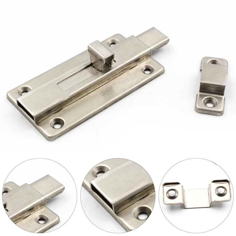 Door Latch Stainless Steel Bolt Latch Door Bolt Partition Wood Door Bathroom Cabinet Latch Double Head Plug Square Pin