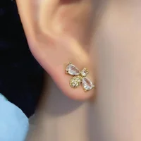 Luxury Golden Zircon Bee Stud Earrings for Women Cute Small Crystal Rhinestone Animal Insect Honeybee Earring Fashion Jewellry - Image 6