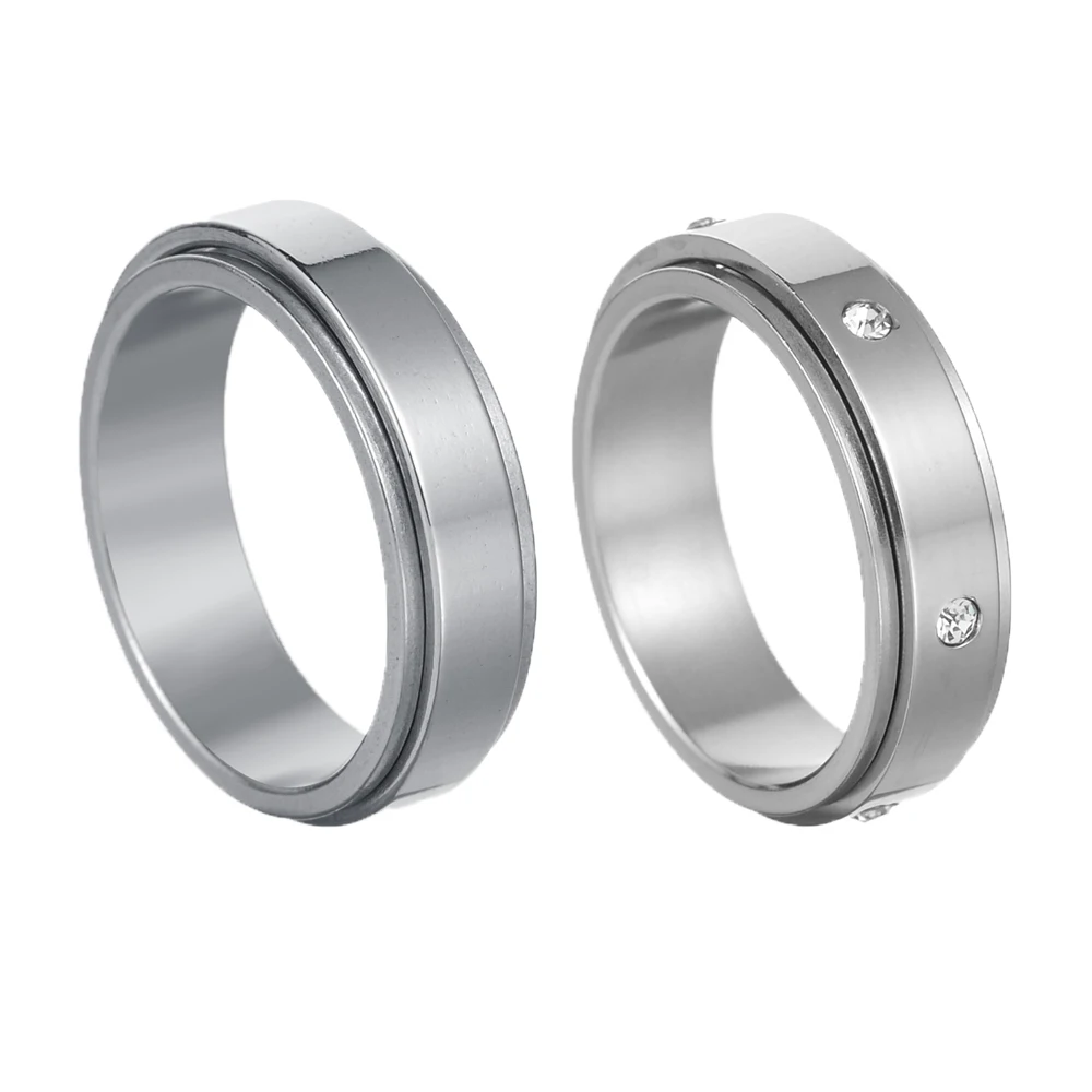 Women's Anti-Stress Stainless Steel Anxiety Ring with Free-Spinning Design Fidget Accessory for Stress Relief Jewelry 4