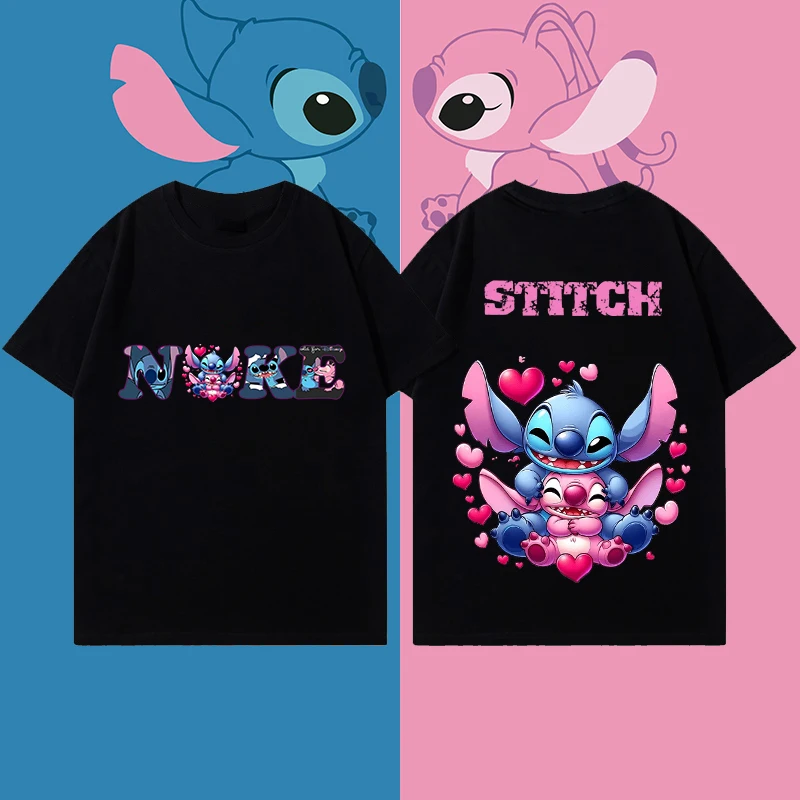 Lilo Stitch Parent-child Suit Children's T-shirt Kawaii T-shirt Anime Cartoon Family Casual Clothing Girl Boy Fashion Y2k Top 4