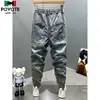 Casual Vintage Men's Fashion Drawstring Jeans with Thickened Fleece and Loose Harem Pants for Autumn and Winter Cargo Trousers 2
