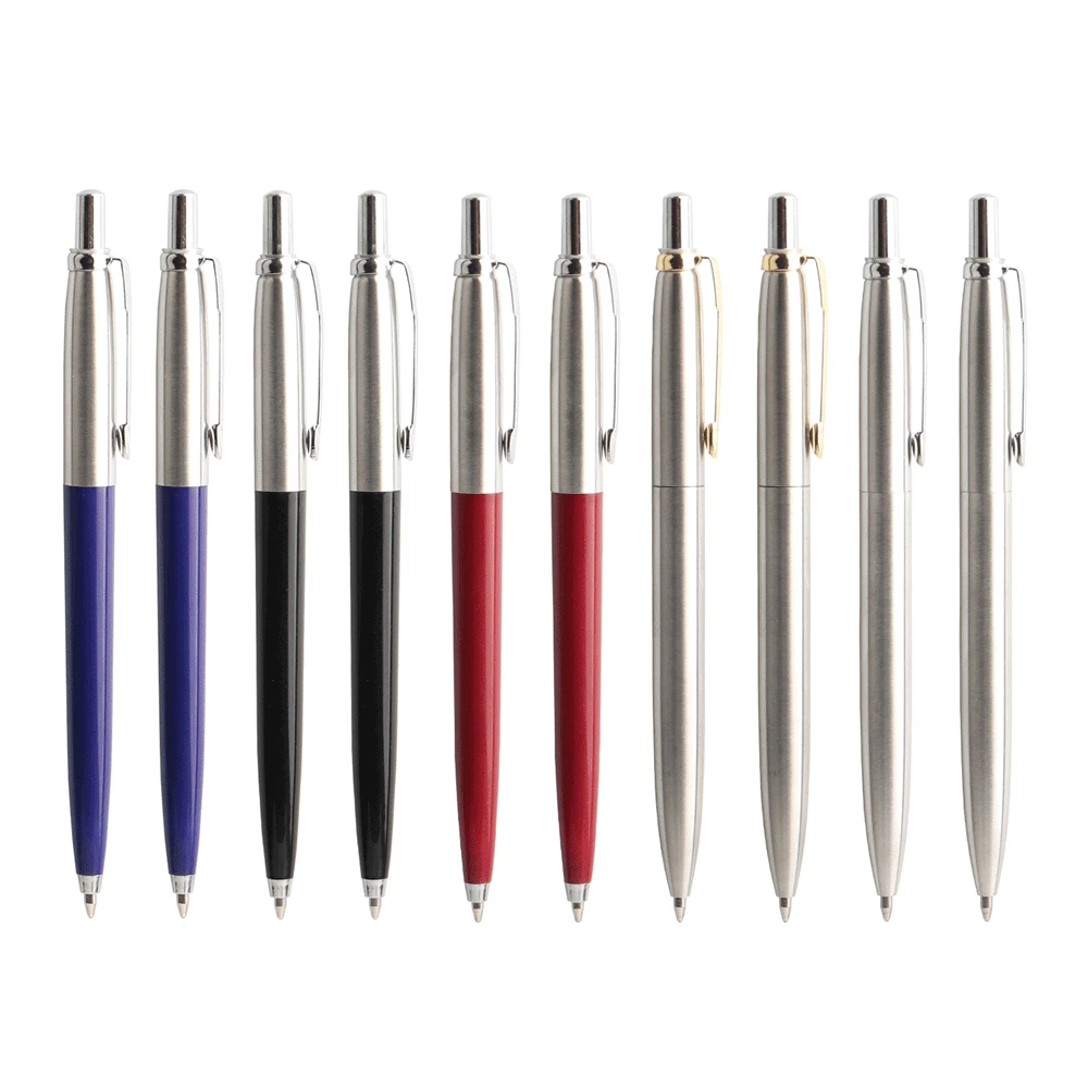 10PcsSetMetalBallpointPensAutomaticBallPenG2RefillBlackBlue