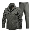 (jacket+pants) Men's Work Clothes Pure Cotton Labor Protection Wear Resistant Electric Welding Auto Repair Flame Retardant Set 1