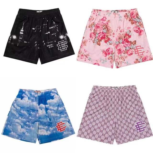 New Summer Eric Emanuel EE Basic Mesh Short Classic Floral Printed Gym Shorts Men's Gym Basketball Sports Beach Shorts 1