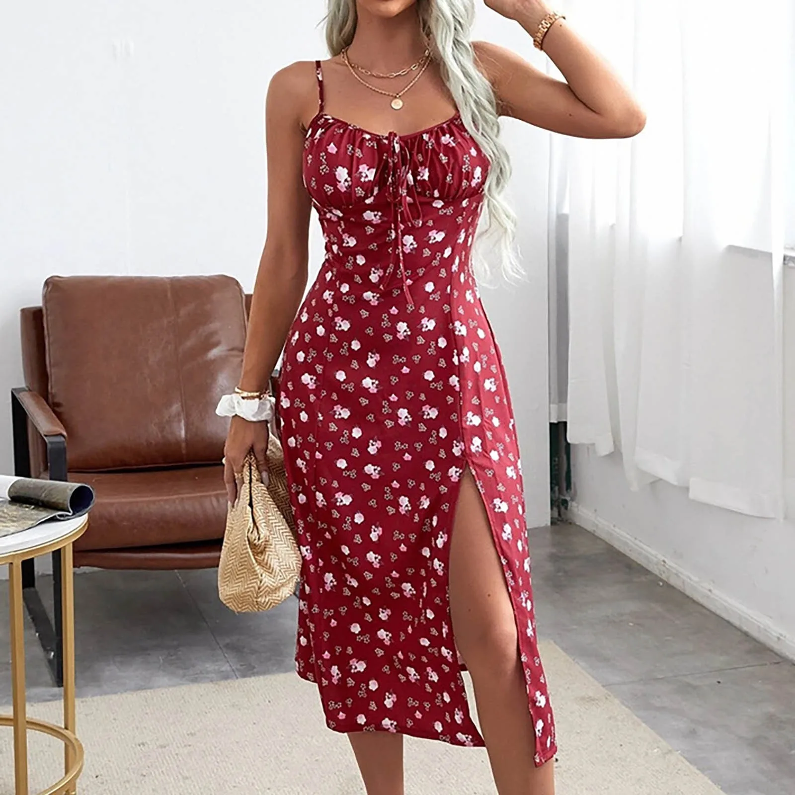 SHEIN Privé Women's Summer Floral Print High Neck Sheer Mesh See Through Sexy Bodysuit P 35378377