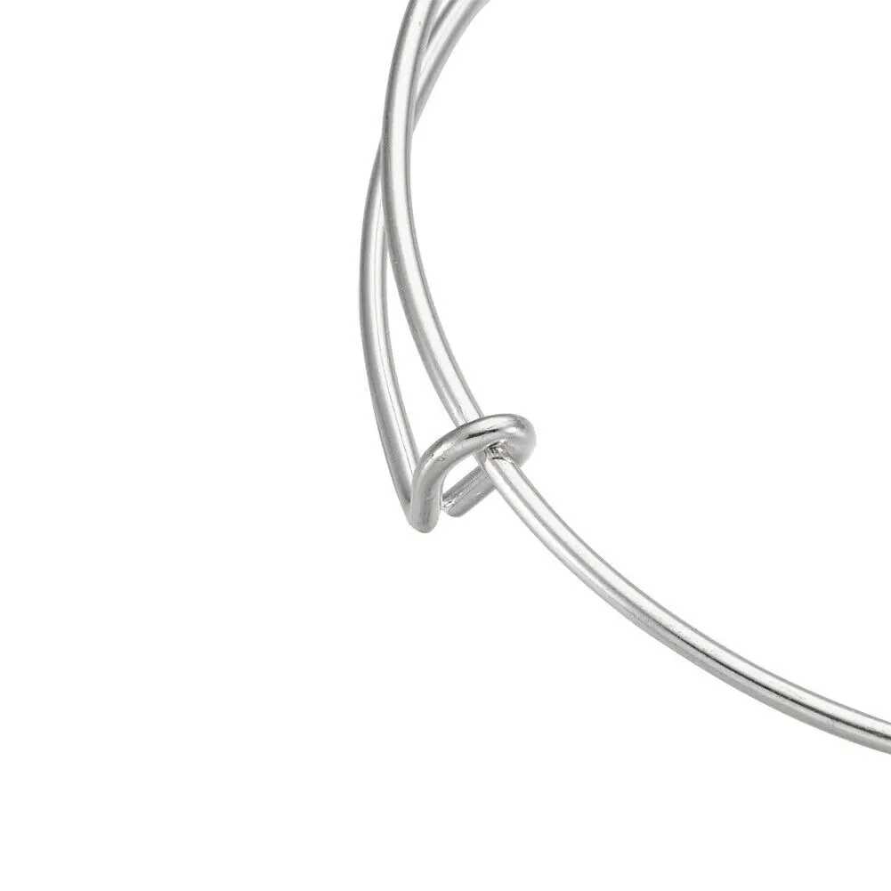 10 Pcs Silver Tone Adjustable Bangle Bracelets 65mm Basic Bracelet
